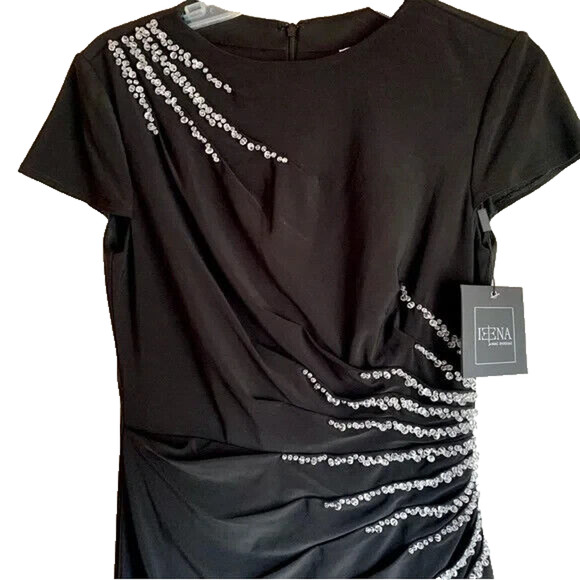 NWT Mac Duggal 11670‎ Slit Gown with Side Beaded Sequins Black Sz 8 $398 - Picture 3 of 6